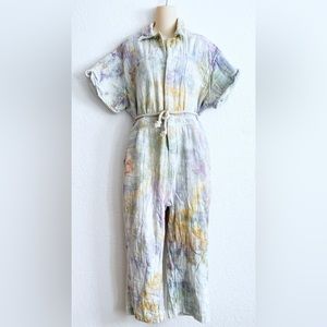 Free People Tie Dye Boiler Suit Jumpsuit MEDIUM Rope Belt Camp by Julia Wester